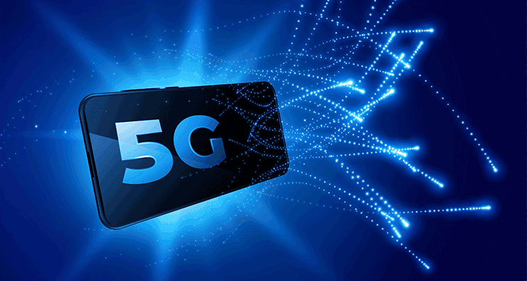 Um sinal 5g com fundo azul